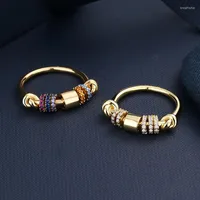 Pierścienie klastra ślizgające się fantazyjne CZ kamień wielowarstwowy wielowarstwowy próżniowy złoto Pierścień Pierścień Kobiet mody biżuteria palca