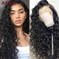 Anya Water Wave Lace Front Human Hair Wigs para Mulheres Negras 13x6 HD 30 polegadas 180% peruca pré -arrancada Remy
