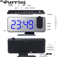 Table Clocks LED Digital Projection Alarm Clock Electronic With FM Radio Time Projector Bedroom Bedside Mute