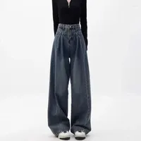 Women's Jeans Spring Autumn Korean Fashion Streetwear High Waist Baggy Women Straight Thin Drape All-Match Wide-Leg Pants Femme