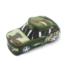 Storage Boxes Camouflage Off-road Vehicle Pencil Case Pouch Bag Password Lock For Boys Children Double Zipper School Box Stationery