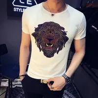 Summer Designer T Shirts For Men Tops Tiger lion Head Letter printing T Shirt Mens Clothing Short Sleeve Tshirt Men Tops White M-23022