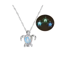 Lockets Fashion Glow In The Dark Turtle Necklace Hollow Pearl Cages Pendant Luminous Tortoise Charm Necklaces For Womens Luxury Jewe Dhvjj