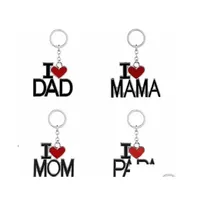 Party Favor Ups English Letter Keychain I Love Papa Mama Mom Dad Metal Key Ring Family Keychains For Father Mothers Day Gift Drop De Dhbc6