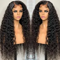Lace Wigs 30 Inch Deep Wave Frontal 13x4 Human Hair Water Curly for Black Women Pre Plucked Remy 230106