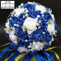 Свадебные цветы Perfectlifeoh Bridal Bouquet Artificial Rose Pearls Bride Accents Букеты с лентой