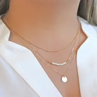 Pendant Necklaces Trendy Three Layered Necklace Women Stainless Steel For Simple Chain Choker Jewelry