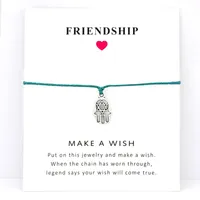 Charm Bracelets Hamsa Hand Card Lucky Thread String Women Men Unisex Fashion Handmade Jewelry Christmas Gift Drop