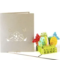 Greeting Cards 3D Laser Cut Handmade Carving Rainbow Butterfly Easter Eggs Paper Invitation PostCard Children Kids Creative Gift