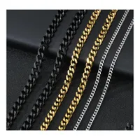 Chains M 5Mm Stainless Steel Cuban Link Gold Chain Necklace For Women Men Hip Hop Titanium Choker Fashion Jewelry Gift Drop Delivery Otq9C