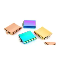 Hip Flasks Portable 6Oz Flask Gold Plated Gradient Color Rainbow Colored Stainless Steel Screw Cap Whiskey Wine Bottle Drop Delivery Dhsxr
