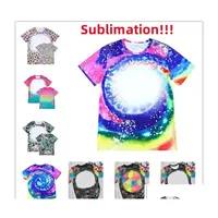Other Festive Party Supplies Leopard Print Sublimation Bleached Shirts Heat Transfer Blank Bleach Shirt Polyester Tshirts Us Men W Dhkwz