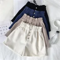 Women's Shorts 2023 Spring And Autumn High Quality Woolen Cloth Waist Casual For Woman Elastic Black White Pants