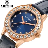 Wristwatches MEGIR Brand Original Women Watch Bling Small Band Female Wrist Watches Rose Gold Full Diamond Crystal Elegant Clock