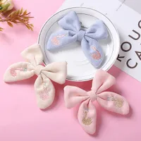 Baby New Sweet Bow Hairpins Ribbon Solid Color Bowknot Hair Clips For Girls Butterfly Barrettes Clip Kids Hair Accessories 1407
