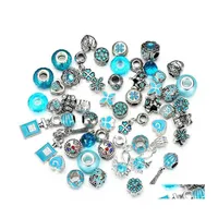 Charms 50Pcs Lot Crystal Big Hole Loose Spacer Craft European Rhinestone Bead Pendant For Charm Bracelet Necklace Fashion Diy Jewelr Otejx