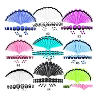 Plugs Tunnels 36Pcs Lot Acrylic Ear Gauge Taper And Plug Stretching Kits Mixed Color Flesh Expansion Body Piercing Jewelry Gift Dr Otkes