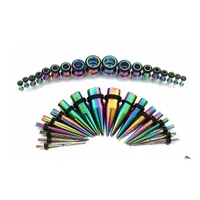 Plugs Tunnels 36Pcs Set 1.610Mm 316L Tapers Ear Gauge Stretching Kit Piercing For Women Men Body Jewelry 3 Color Punk Style Earrin Dhyjz