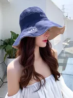 Wide Brim Hats Web Celebrity Fisherman Hat For Women In Summer Leisure Sweet And Lovely Sunshade Sun Protection With Two Sides Basin