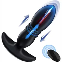 7 Speeds Prostate Massager with Telescopic Vibration P-spot Stimulation Butt Plug Relaxation Treatments Massage Instrument