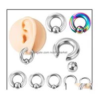 Nose Rings Studs Body Jewelry Stainless Steel Captive Bead Hoop Ear Piercing Expander Gauge Closure Nipple Ring Drop Delivery 2021 Dheyr