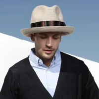 Wide Brim Hats High Quatlity Man Panama Hat Lady Beach Sun Cap Male Fedora Men Outdoors Straw 58cm
