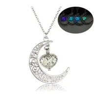 Pendant Necklaces Glow In The Dark Heart Moon For Women Men Hollow Crescent Shape Luminous Beads Chains Fashion Jewelry Drop Deliver Otyjh
