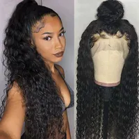 Lace Wigs 360 Frontal Human Hair Brazilian Deep Wave Front For Women HD Transparent Closure Wig