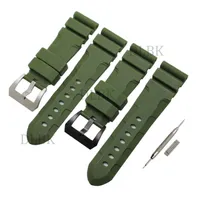 Watchband 24mm 26mm Buckle 22mm Men Watch Band Green Diving Silicone Rubber Strap Sport Bracelet Stainless Steel Pin Buckle for 2712