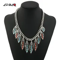 Chains Retro Big Hollow Leaves Colorful Beads Tassel Statement Necklace Women Jewelry 2023 Bohemia Ethnic Necklaces Pendants