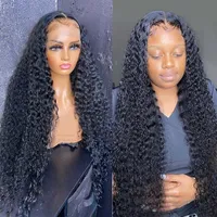 Lace Wigs Nicelight Brazilian Deep Wave Frontal Transparent Front Pre-plucked Hairline Curly Human Hair for Black Women 230106