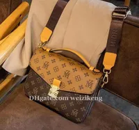 Klassische Mode Herren Messenger -Tasche PU Leder Handtasche Große Leinwand Einkaufstasche Kommen mit kleiner Beutel brauner Luxusbeutel