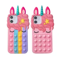 3D Cartoon Pink Unicorn Silicone Case For iphone 14 13 mini X 8 7 6 plus 5S SE XS XR 11 12 Pro Max Cute Horse Rubber Bunny Cover