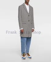 Men's Suits & Blazers 2023 Custom Made Houndsto Groomsmen Long Blazer Groom Tuxedos Notch Lapel Men Wedding Prom Man Only Jacket Set
