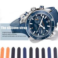 20mm 22mm Watch Strap Bands Blue Orange Black Waterproof Silicone Rubber Watchbands Bracelet Clasp Buckle For Omega Planet-Ocean T247C