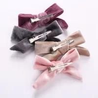 Solid Color Ribbon Bowknot Hair Clips for Baby Girls Handmade Kids Bows Hairpin MiNi Barrettes Hair Accessories 1423