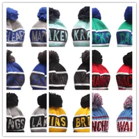 New basketball Beanies 2023 Sideline Sport Cuffed hockey Knit Hat Pom Poms Cap 32 Teams Knits Mix And Match All Caps mixed order N2