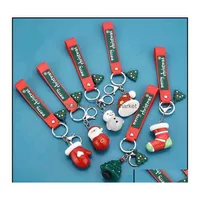 Key Rings Jewelry 2021 Fashion Keychain Creative Theme Santa Claus Christmas Tree Series Ring Soft Rubber Bag Pendant Men And Women Dhuxq