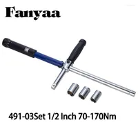 Fanyaa Car Repair Cross Torque Wrench 70-170Nm 1 2 Inch Square Drive High Accuracy 4% Auto Tire Removal With 3 Sleeves
