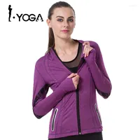 Actieve shirts dames yoga jas fitness hardloop shirt voor sportkleding elastische strakke gym roupa de academia ritskleding 154G001