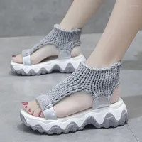 Sandals Flat With Women Platform Casual High Top Knitting Summer Shoes For Mixed Colors Wild Sandalies