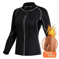 Women's Shapers Sauna Suit For Women Body Shaper Slimming Shapewear Long Sleeve Zipper Vest Fitness Shirt Neoprene Coat Gym Fat Burner