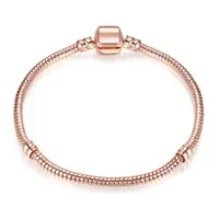 1pcs Drop Rose Gold Bracelets Women Snake Chain Charm Beads for pandora Bangle Bracelet Children Gift B019288O