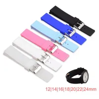 Watch Bands 12mm 14mm 16mm 18mm 20mm 22mm 24mm Silicone Replacement Band Strap Universal Rubber Sport Watchband Bracelet Accessories