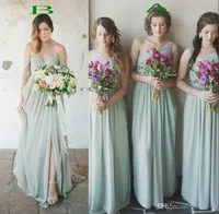 2023 Mint Green Bridesmaid Dresses One Shoulder Chiffon Floor Length Ruched A Line Beach Plus Size Wedding Guest Gowns Custom Made Formal Evening Wear