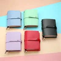 Soft Leather Notebook Passport Style Solid Color Creative Loose-Leaf Notepad Diary Book School Office Stationery Supplies