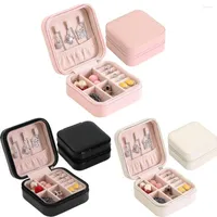 Jewelry Pouches Women Leather Box Organizer Travel Case Earring Ring Necklace Storage