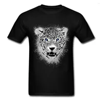 Men&#039;s T Shirts Summer Splatters Men Dark Grey Creation White Tiger With Blue Eyes Tshirt Adult Plus Size
