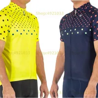 Racing Jackets Yellow And Blue Dot Style Cycling Jersey Men 2023 Latest Summer Bicycle Clothing Tops Sport Shirt MTB Breathing Wear