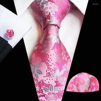 Bow Ties HOOYI 2023 For Men Tie Set Floral Pocket Square Handkerchief Cufflinks Necktie Mariage Christmas Fashion Accessories